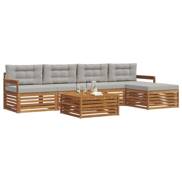 vidaXL Ensemble de canap&eacute;s d'ext&eacute;rieur 6 pcs Gris Naturel et Clair