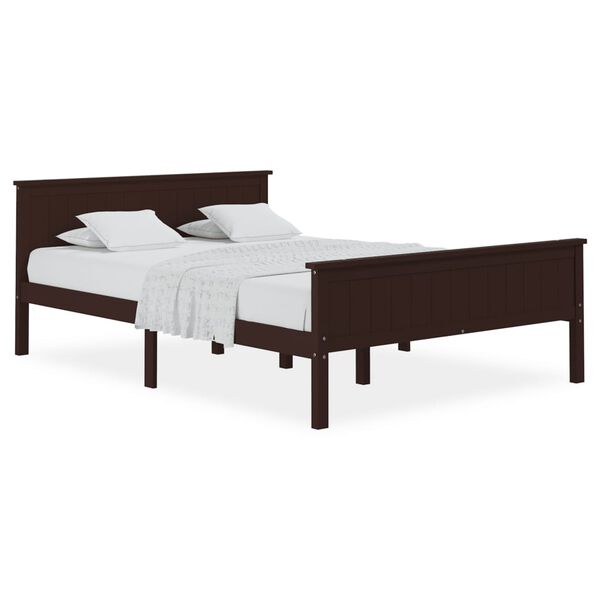 vidaXL Cadre de lit sans matelas marron fonc&eacute; pin massif 140x200 cm