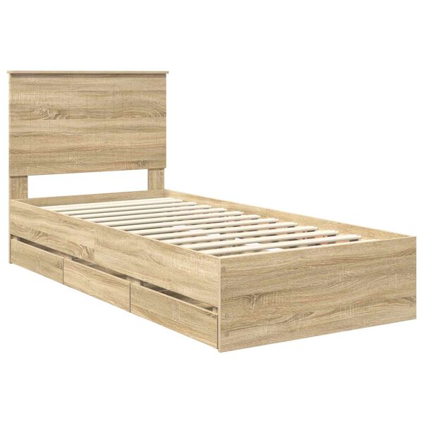 vidaXL Cadre de lit Ch&ecirc;ne Sonoma 90 x 190 cm Bois Ing&eacute;nierie