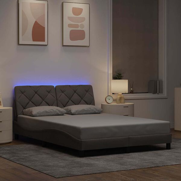 vidaXL Cadre de lit avec LED sans matelas taupe 120x200 cm tissu