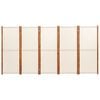 vidaXL Cloison de séparation 5 panneaux Blanc crème 350x180 cm