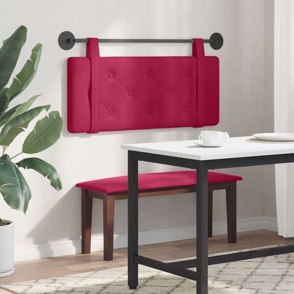 vidaXL T&ecirc;te de lit suspendue Bordeaux 110 x 55 x 5 cm Velours