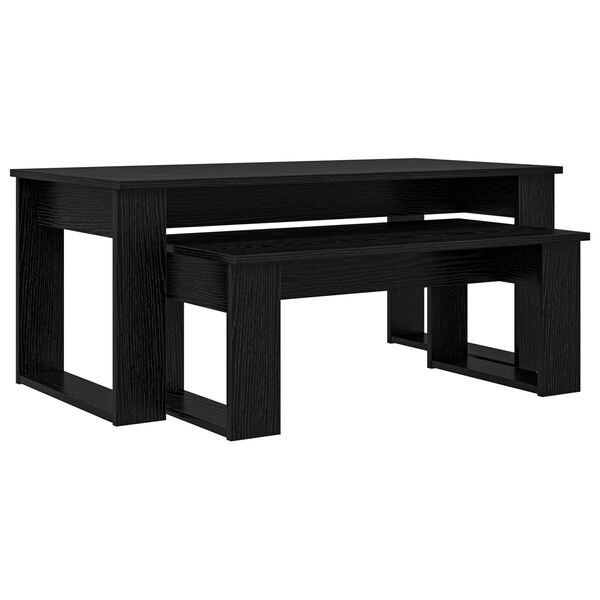vidaXL Ensemble de tables basses 2 pcs Ch&ecirc;ne noir Bois d'ing&eacute;nierie