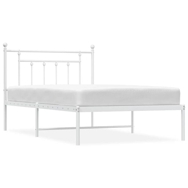 vidaXL Cadre de lit m&eacute;tal sans matelas et t&ecirc;te de lit blanc 100x200 cm