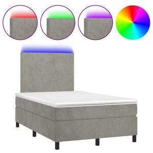 vidaXL Sommier &agrave; lattes de lit avec matelas LED gris clair 120x190 cm