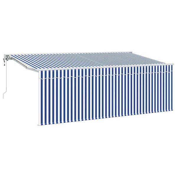 vidaXL Auvent R&eacute;tractable Ray&eacute; Bleu 350 x 200 cm tissu