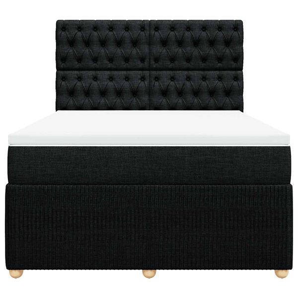vidaXL Sommier &agrave; lattes de lit avec matelas Noir 140x200 cm Tissu