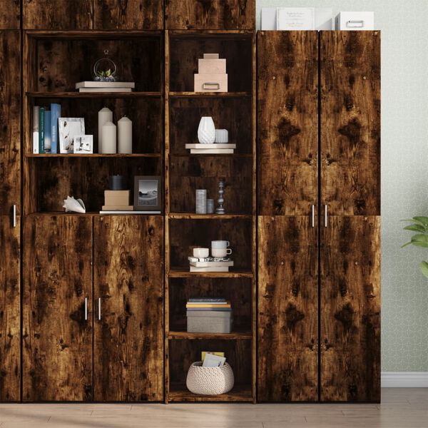 vidaXL Buffet haut ch&ecirc;ne fum&eacute; 45x41x185 cm bois d'ing&eacute;nierie