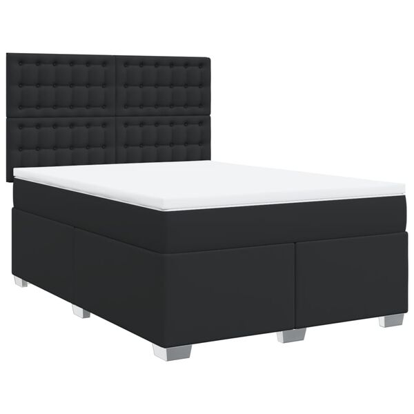 vidaXL Sommier &agrave; lattes de lit avec matelas Noir 140x190 cm Similicuir