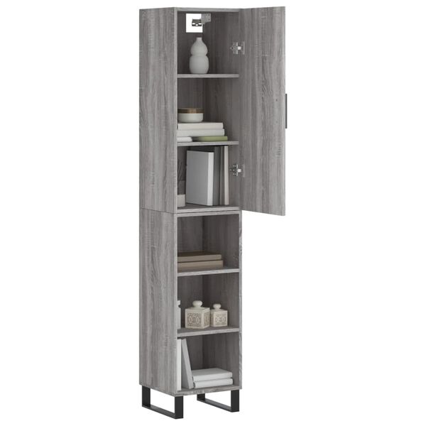 vidaXL Buffet haut Sonoma gris 34,5x34x180 cm Bois d'ing&eacute;nierie