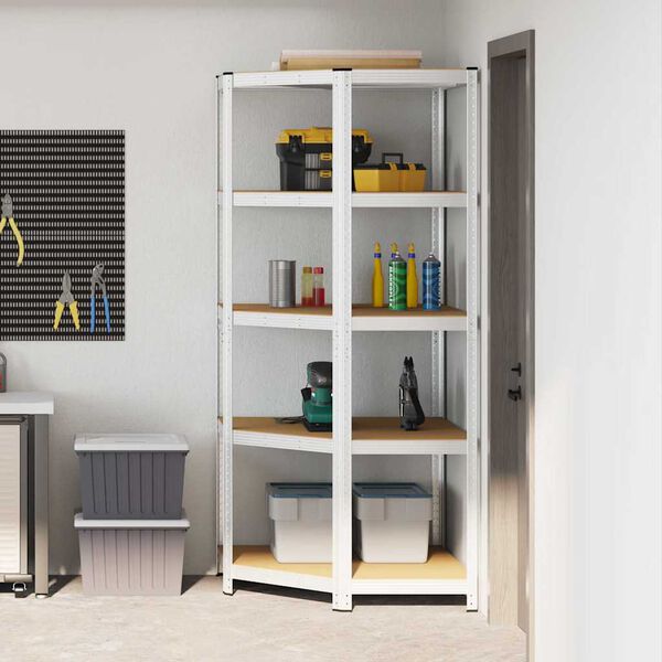 vidaXL &Eacute;tag&egrave;re d'angle Argent&eacute; 90 x 90 x 198 cm Bois d'ing&eacute;nierie