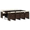 vidaXL Ensemble &agrave; manger de jardin et coussins 9 pcs marron poly rotin