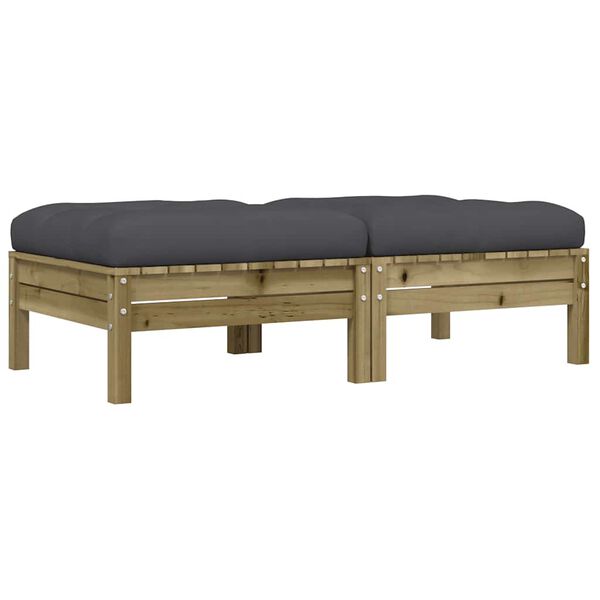 vidaXL Repose-pieds de jardin avec coussins 2 pcs bois de pin imprégné