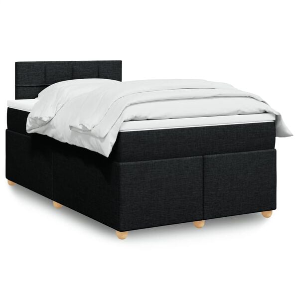 vidaXL Sommier &agrave; lattes de lit avec matelas Noir 120x200 cm Tissu