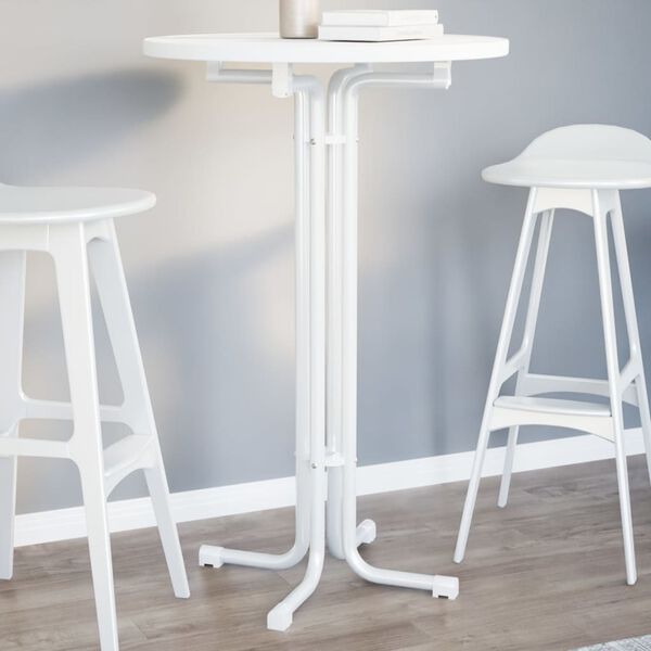 vidaXL Table à manger blanc Ø70x110 cm bois d'ingénierie et acier