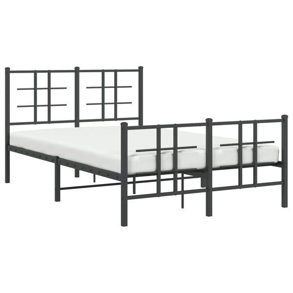 vidaXL Cadre de lit métal sans matelas avec pied de lit noir 120x200cm