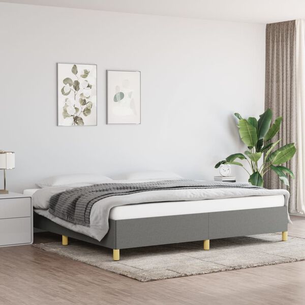 vidaXL Cadre de lit sans matelas gris fonc&eacute; 200x200 cm tissu