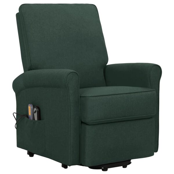 vidaXL Fauteuil de massage Vert foncé Tissu