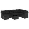 vidaXL Salon de jardin 9 pcs avec coussins noir r&eacute;sine tress&eacute;e