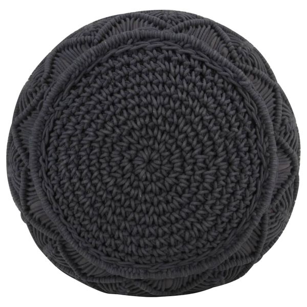 vidaXL Pouf fait &agrave; la main en macram&eacute; Anthracite 45x30 cm Coton