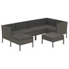 vidaXL Salon de jardin 7 pcs avec coussins r&eacute;sine tress&eacute;e gris