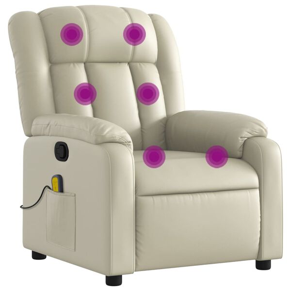 vidaXL Fauteuil de massage inclinable cr&egrave;me similicuir
