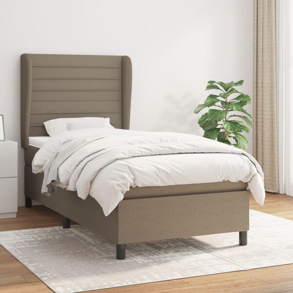 vidaXL Sommier &agrave; lattes de lit avec matelas Taupe 80x200 cm Tissu