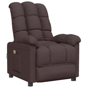vidaXL Fauteuil de massage Marron fonc&eacute; Tissu