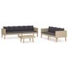 vidaXL Salon de jardin 3 pcs avec coussins R&eacute;sine tress&eacute;e Beige