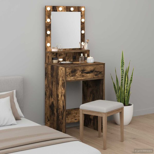 vidaXL Table de Toilette Ch&ecirc;ne fum&eacute; 50 x 41 x 135 cm Bois d'ing&eacute;nierie
