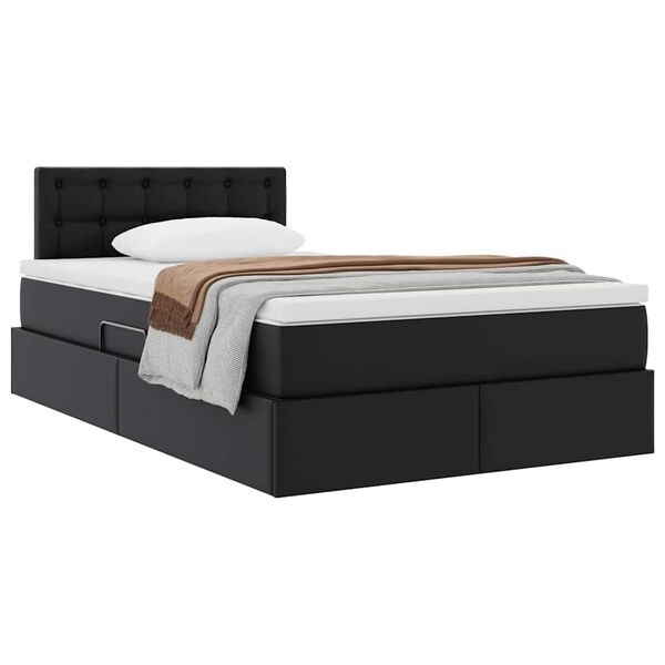 vidaXL Lit avec rangement et matelas Noir 120 x 190 cm Simili cuir