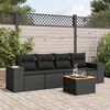 vidaXL Salon de jardin 5 pcs avec coussins noir r&eacute;sine tress&eacute;e