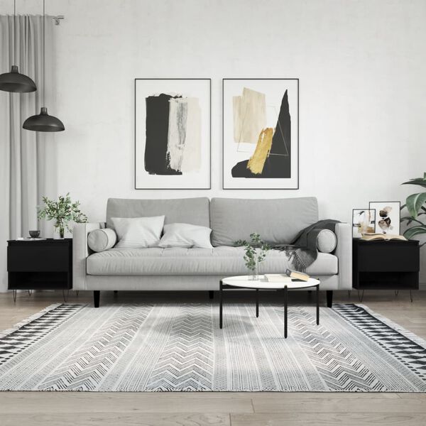 vidaXL Tables basses 2 pcs noir 50x46x50 cm bois d'ing&eacute;nierie