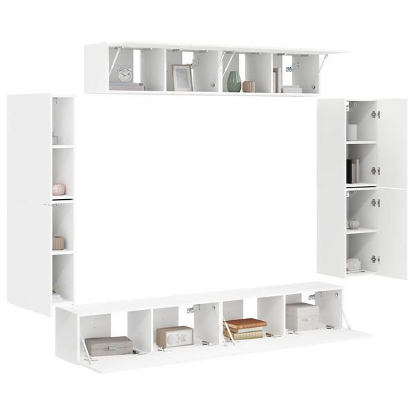 vidaXL Meuble TV 8 pcs Blanc