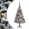vidaXL Sapin de No&euml;l artificiel Blanc 120 cm PVC, Acier et Plastique