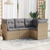 vidaXL Salon de jardin avec coussins 4 pcs beige r&eacute;sine tress&eacute;e