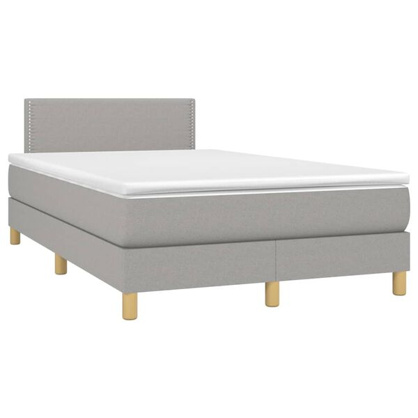 vidaXL Sommier &agrave; lattes de lit matelas LED Gris clair 120x200 cm Tissu