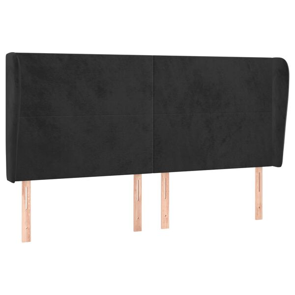 vidaXL T&ecirc;te de lit avec oreilles Noir 203x23x118/128 cm Velours