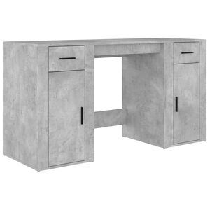 vidaXL Bureau avec armoire gris b&eacute;ton bois d'ing&eacute;nierie