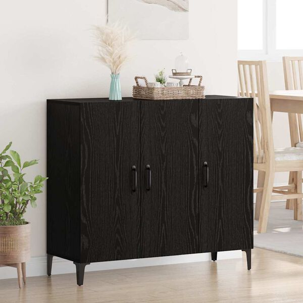 vidaXL Buffet Ch&ecirc;ne noir 34 x 90 x 80 cm Bois d'ing&eacute;nierie