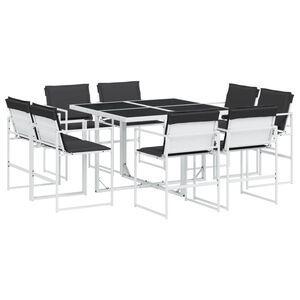 vidaXL Ensemble &agrave; manger de jardin avec coussins 9 pcs blanc textil&egrave;ne