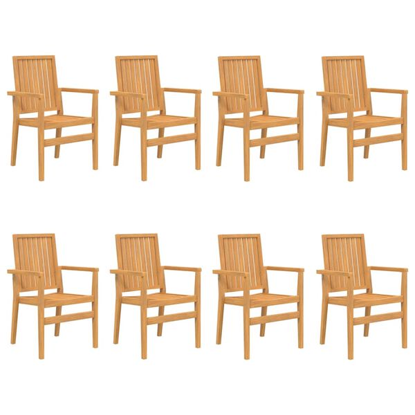 vidaXL Chaises de jardin empilables lot de 8 56,5x57,5x91 cm bois teck