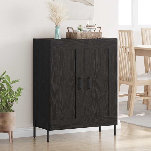 vidaXL Buffet Ch&ecirc;ne noir 69,5 x 34 x 90 cm Bois d'ing&eacute;nierie et fer
