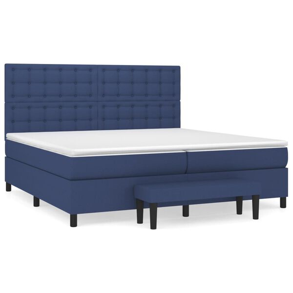 vidaXL Sommier &agrave; lattes de lit avec matelas Bleu 200x200 cm Tissu