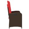vidaXL Banc inclinable de jardin avec coussins marron r&eacute;sine tress&eacute;e
