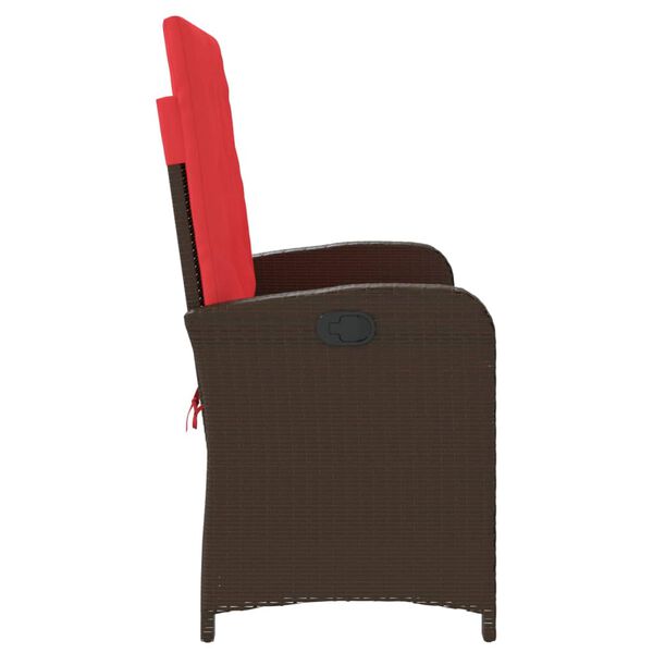 vidaXL Banc inclinable de jardin avec coussins marron r&eacute;sine tress&eacute;e