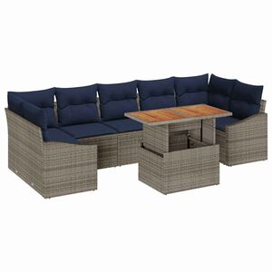 vidaXL Ensemble de canap&eacute; de jardin 8 pcs Gris Poly rotin