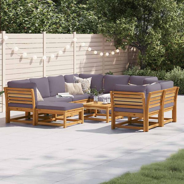 vidaXL Salon de jardin avec coussins 10 pcs bois massif d'acacia