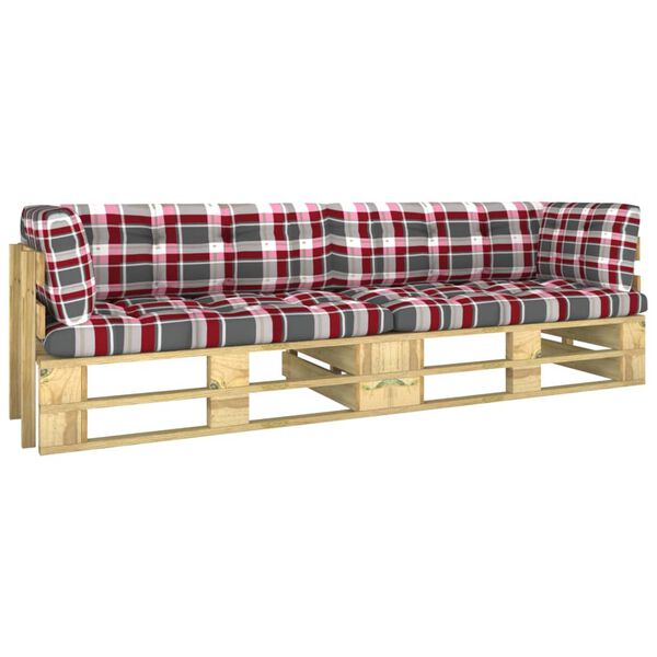 vidaXL Canap&eacute; palette 2 places avec coussins Pin impr&eacute;gn&eacute; de vert