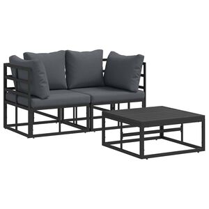 vidaXL Ensemble de canap&eacute; de jardin 3 pc Noir M&eacute;tal